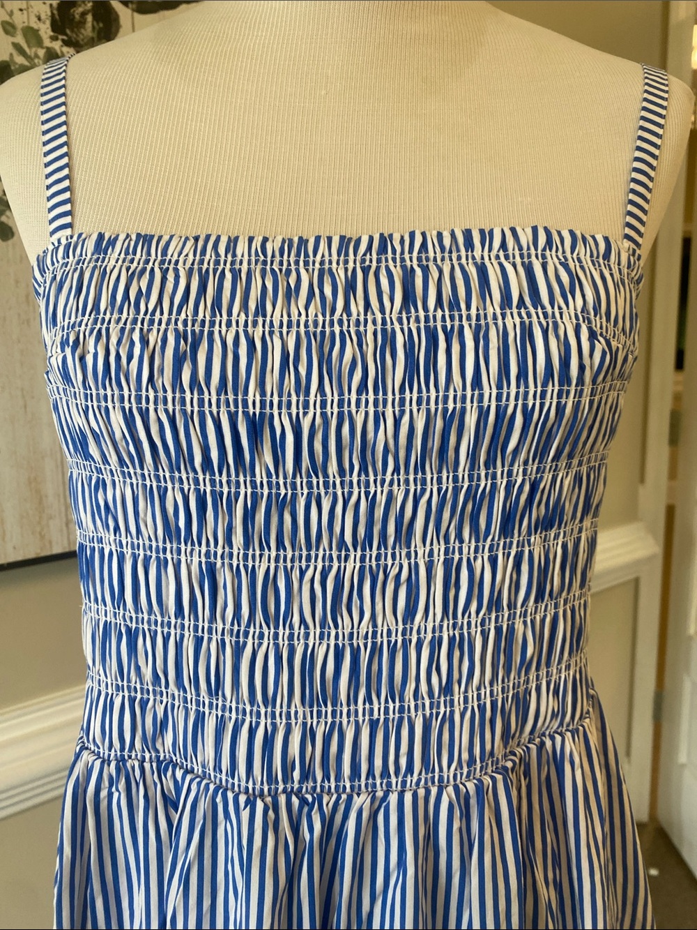 Market & Spruce Light Blue and White Striped Smocked Dress - Picture 5 of 10